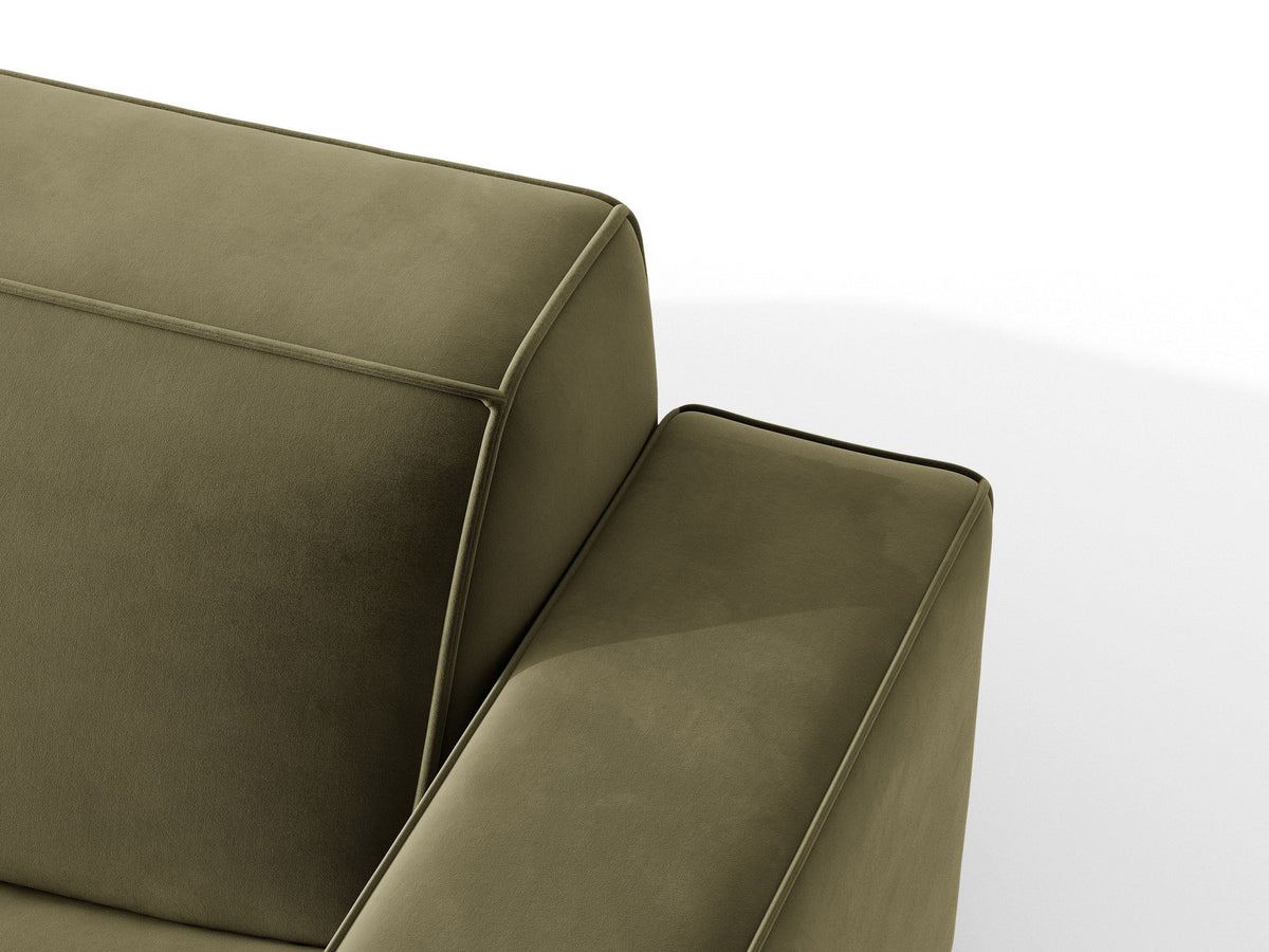 Jodie Velour Ecksofa rechts mit Schlaffunktion und Stauraumbox 3 Sitzer in Green-Bluvel präsentiert im Onlineshop von KAQTU Design AG. Bettsofa rechts ist von Micadoni