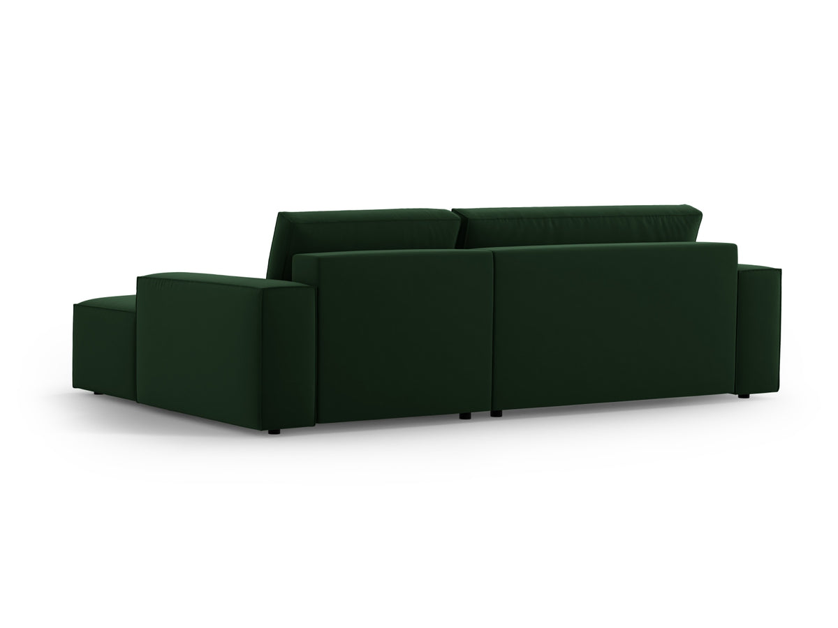 Jodie Velour Ecksofa rechts mit Schlaffunktion und Stauraumbox 3 Sitzer in Bottle Green-Bluvel präsentiert im Onlineshop von KAQTU Design AG. Bettsofa rechts ist von Micadoni