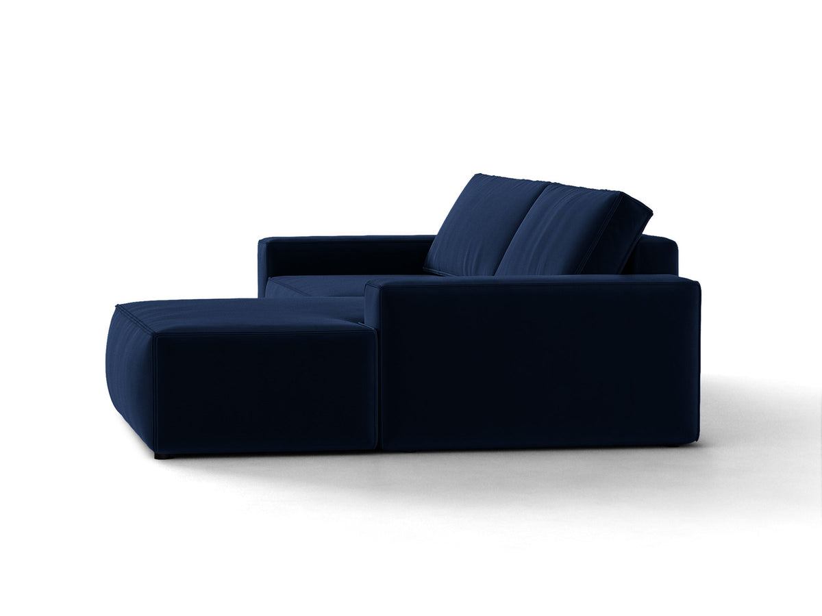 Jodie Velour Ecksofa rechts mit Schlaffunktion und Stauraumbox 3 Sitzer in Royal Blue-Bluvel präsentiert im Onlineshop von KAQTU Design AG. Bettsofa rechts ist von Micadoni