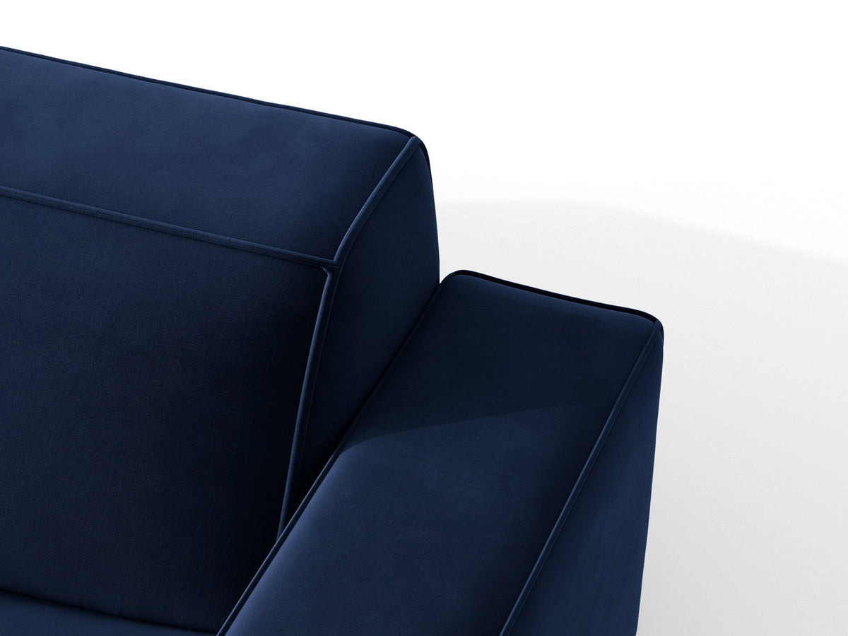 Jodie Velour Ecksofa rechts mit Schlaffunktion und Stauraumbox 3 Sitzer in Royal Blue-Bluvel präsentiert im Onlineshop von KAQTU Design AG. Bettsofa rechts ist von Micadoni
