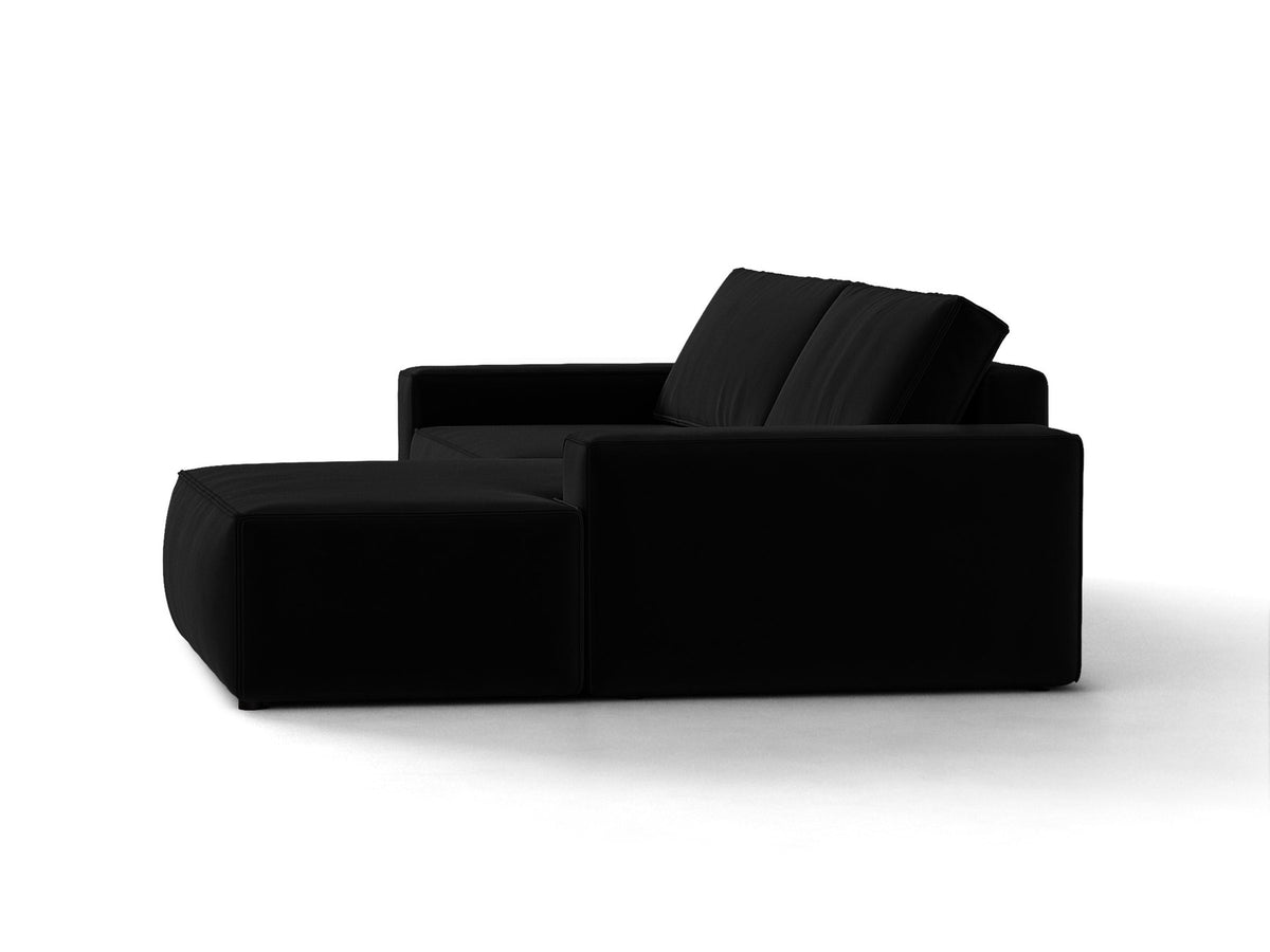 Jodie Velour Ecksofa rechts mit Schlaffunktion und Stauraumbox 3 Sitzer in Black-Bluvel präsentiert im Onlineshop von KAQTU Design AG. Bettsofa rechts ist von Micadoni
