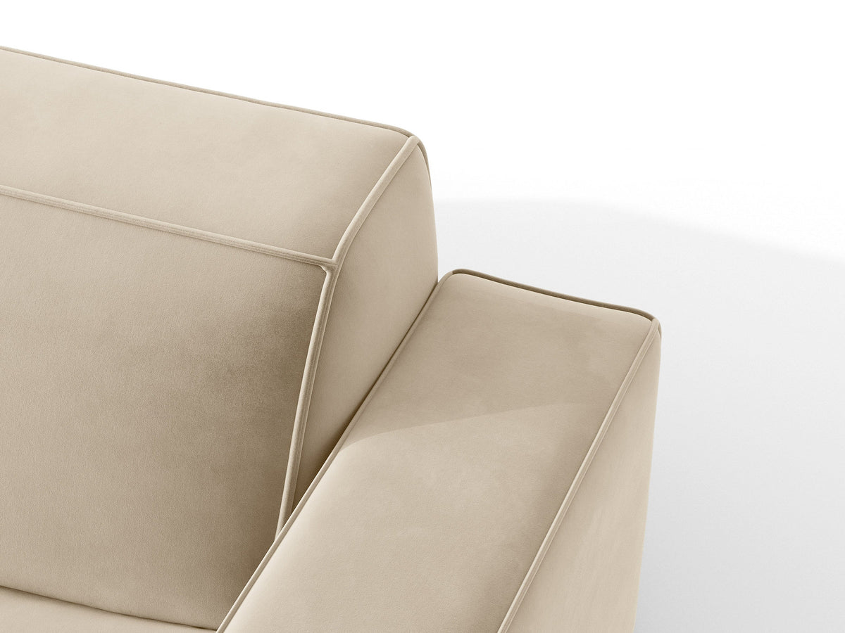 Jodie Velour Ecksofa rechts mit Schlaffunktion und Stauraumbox 3 Sitzer in Dark Beige-Bluvel präsentiert im Onlineshop von KAQTU Design AG. Bettsofa rechts ist von Micadoni