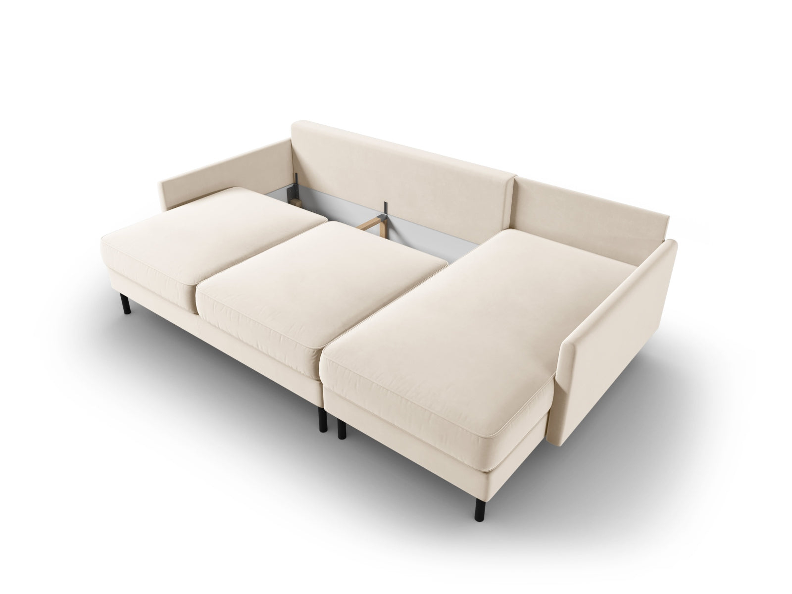 Entdecken Sie das elegante Scott Velour Ecksofa rechts von Micadoni: ein 5-Sitzer mit praktischer Schlaffunktion und grosszügigem Stauraum für Ihr Zuhause!