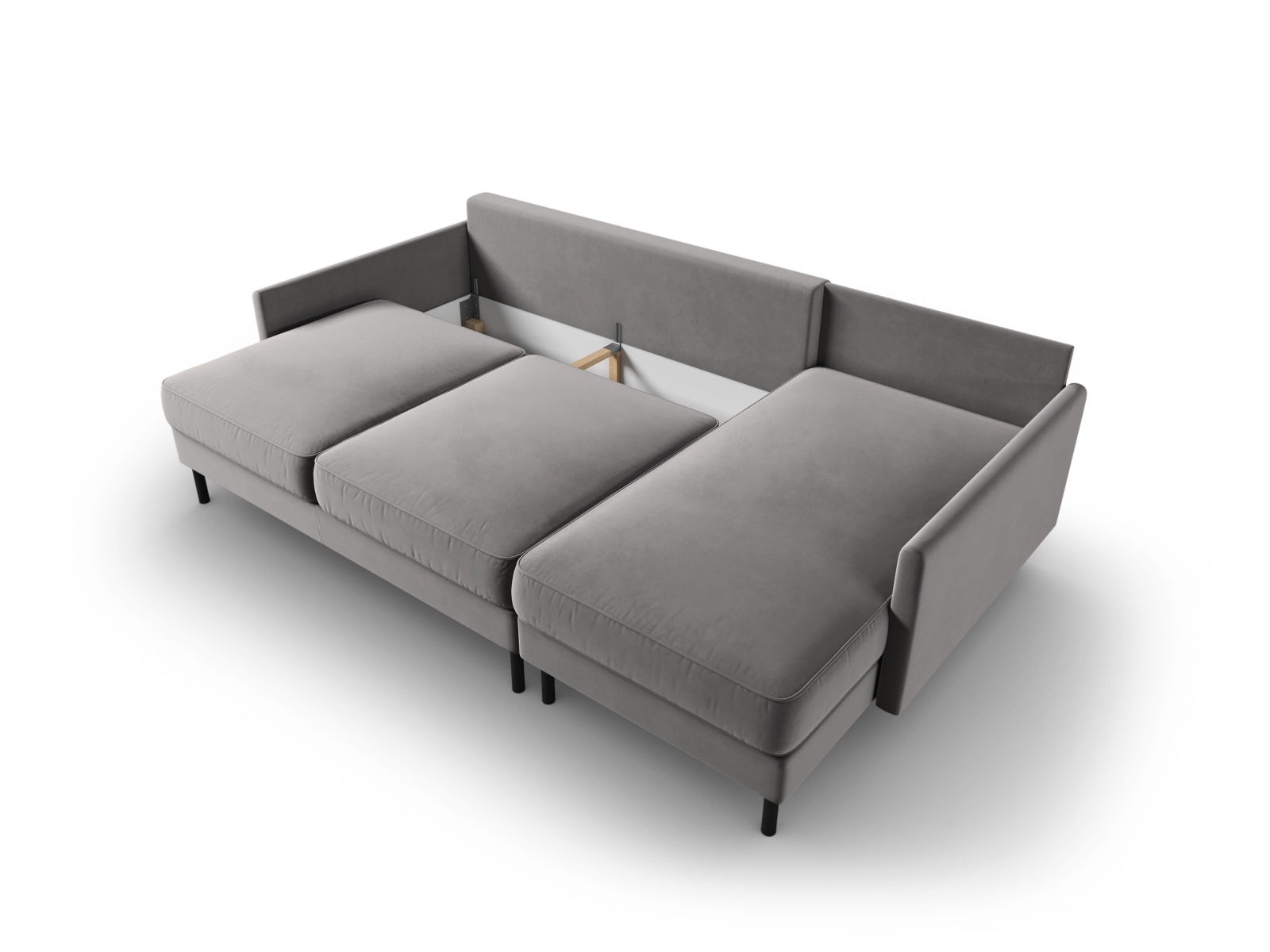 Entdecken Sie das elegante Scott Velour Ecksofa rechts von Micadoni: ein 5-Sitzer mit praktischer Schlaffunktion und grosszügigem Stauraum für Ihr Zuhause!