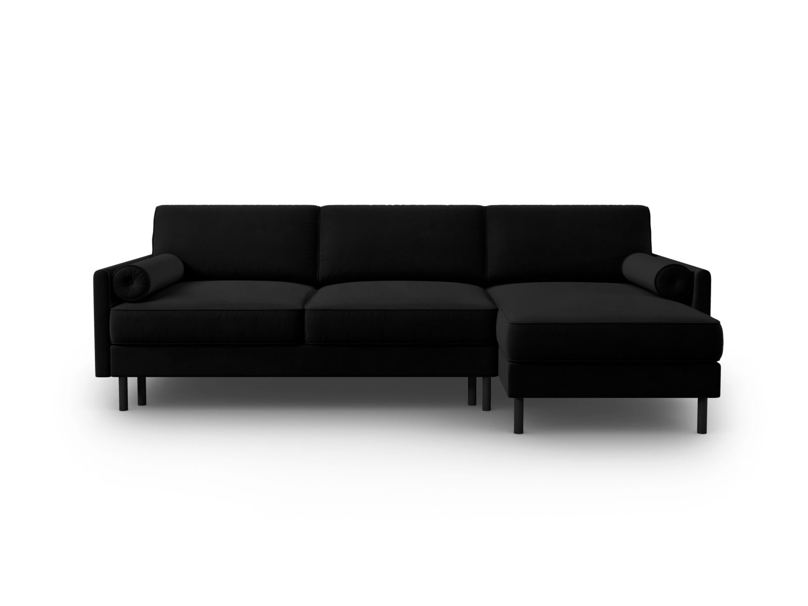 Scott Velour Ecksofa rechts mit Schlaffunktion und Stauraum 5 Sitzer in Black präsentiert im Onlineshop von KAQTU Design AG. Ecksofa rechts ist von Micadoni