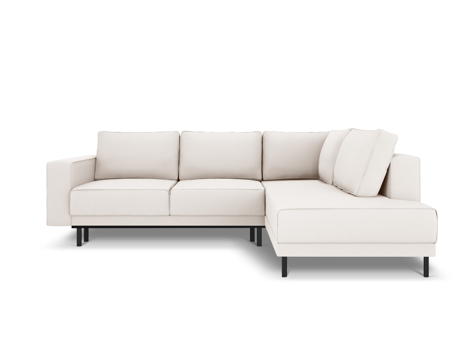 Modernes Caro Ecksofa in hellem Beige, 5-Sitzer mit praktischer Schlaffunktion, perfekt für entspannte Stunden und Übernachtungsgäste.
