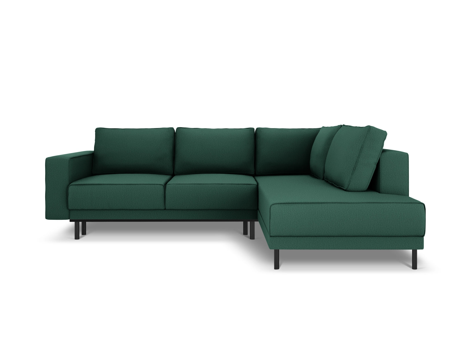 Elegantes Caro Ecksofa in trendigem Grün, 5-Sitzer mit praktischer Schlaffunktion, perfekt für gemütliche Abende und stilvolle Einrichtung.