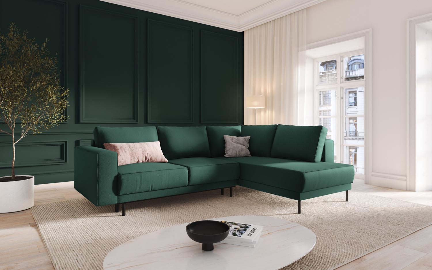 Entdecken Sie das stilvolle Caro Ecksofa von Micadoni – ein 5-Sitzer mit Schlaffunktion, ideal für gemütliche Abende und moderne Wohnkonzepte.