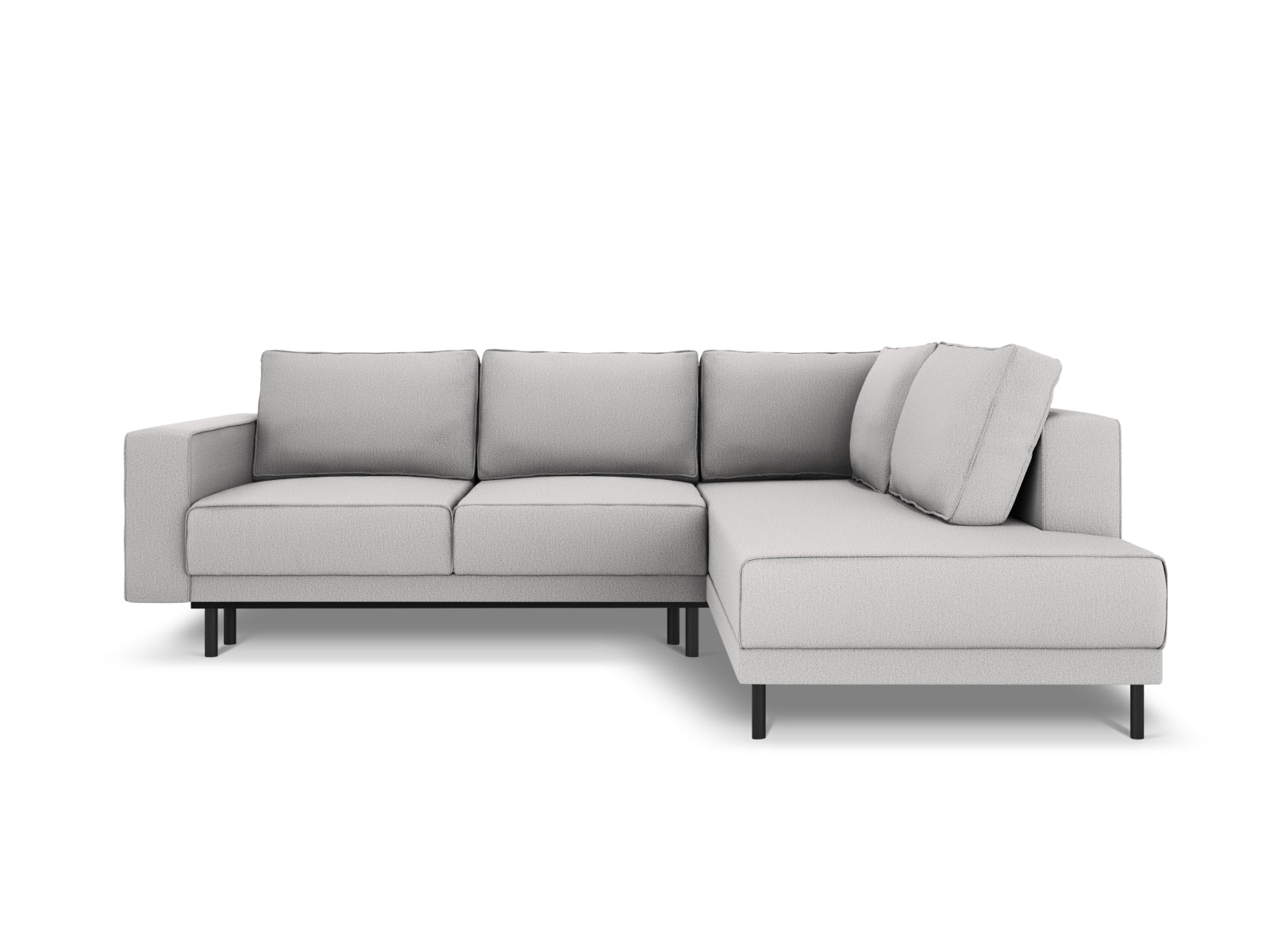 Elegantes Caro Ecksofa in Hellgrau, 5-Sitzer mit komfortabler Schlaffunktion, perfekt für gemütliche Abende und Übernachtungen.
