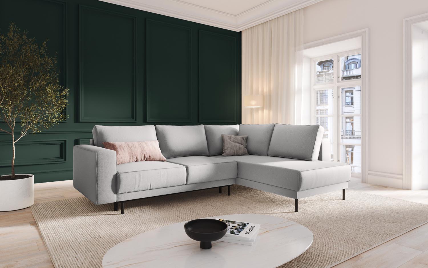 Entdecken Sie das stilvolle Caro Ecksofa von Micadoni – ein 5-Sitzer mit Schlaffunktion, ideal für gemütliche Abende und moderne Wohnkonzepte.