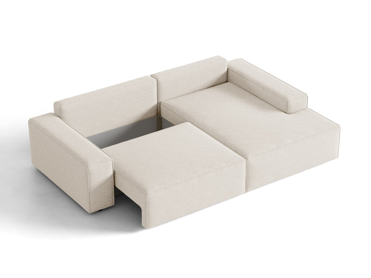 Jodie Ecksofa rechts mit Schlaffunktion und Stauraumbox 3 Sitzer in Light Beige-Megan präsentiert im Onlineshop von KAQTU Design AG. Bettsofa rechts ist von Micadoni