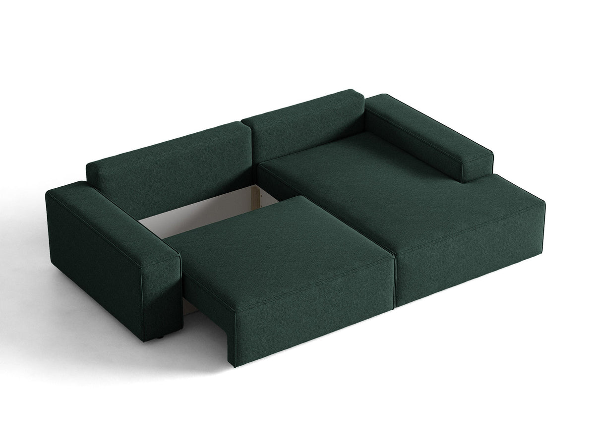 Jodie Ecksofa rechts mit Schlaffunktion und Stauraumbox 3 Sitzer in Green-Megan präsentiert im Onlineshop von KAQTU Design AG. Bettsofa rechts ist von Micadoni