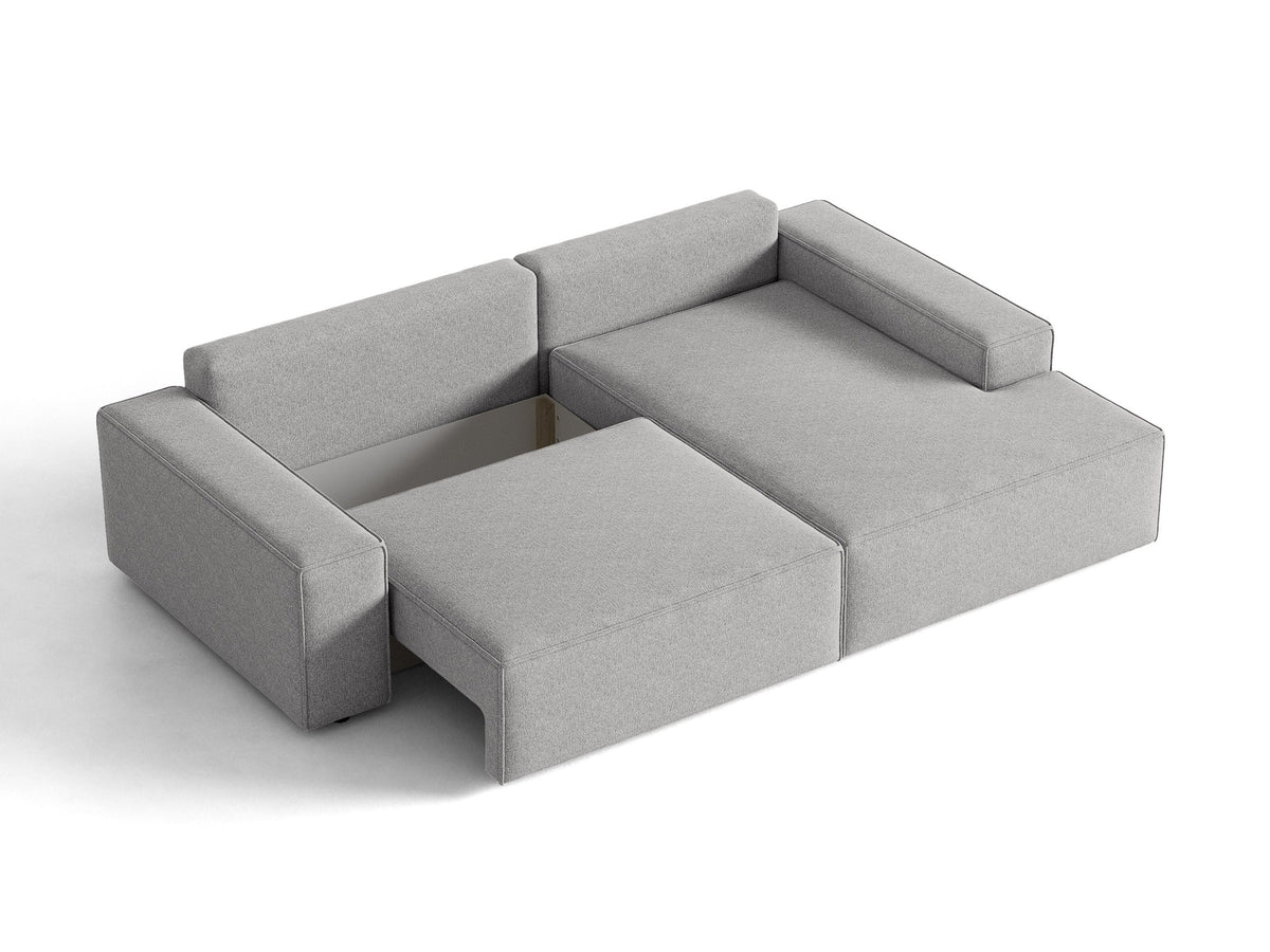 Jodie Ecksofa rechts mit Schlaffunktion und Stauraumbox 3 Sitzer in Light Grey-Megan präsentiert im Onlineshop von KAQTU Design AG. Bettsofa rechts ist von Micadoni
