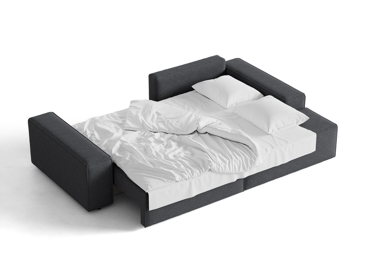 Jodie Ecksofa rechts mit Schlaffunktion und Stauraumbox 3 Sitzer in Dark Grey-Megan präsentiert im Onlineshop von KAQTU Design AG. Bettsofa rechts ist von Micadoni