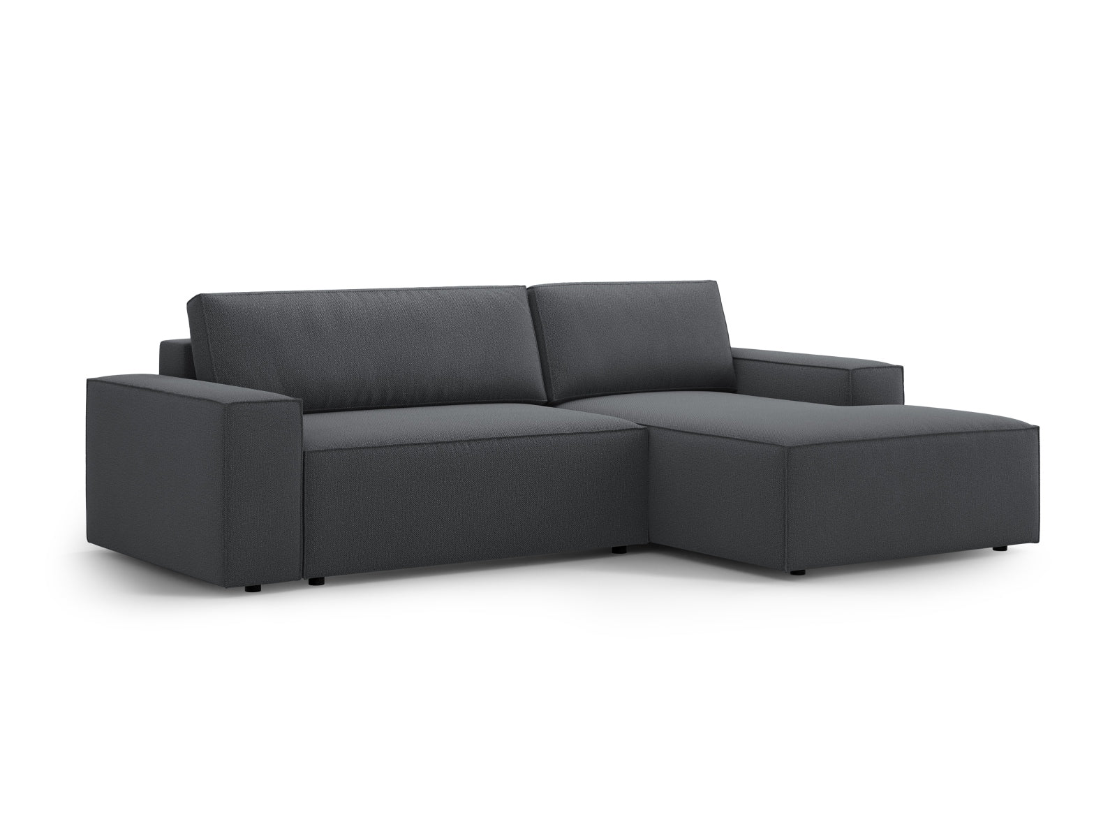 Elegantes Jodie Ecksofa in Dunkelgrau, 3-Sitzer mit praktischer Schlaffunktion und Stauraum, perfekt für stilvolle und funktionale Wohnräume.