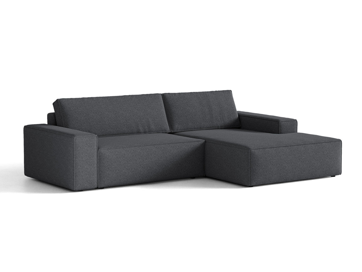 Jodie Ecksofa rechts mit Schlaffunktion und Stauraumbox 3 Sitzer in Dark Grey-Megan präsentiert im Onlineshop von KAQTU Design AG. Bettsofa rechts ist von Micadoni