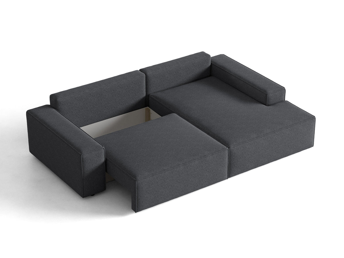 Jodie Ecksofa rechts mit Schlaffunktion und Stauraumbox 3 Sitzer in Dark Grey-Megan präsentiert im Onlineshop von KAQTU Design AG. Bettsofa rechts ist von Micadoni