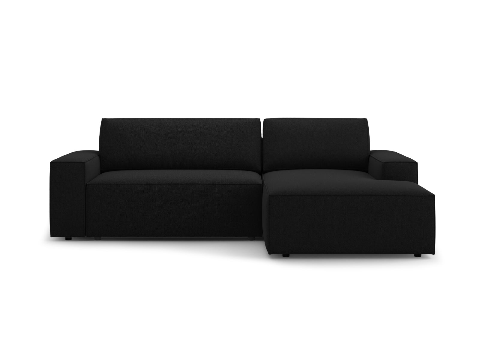 Jodie Ecksofa rechts mit Schlaffunktion und Stauraumbox 3 Sitzer in Black-Megan präsentiert im Onlineshop von KAQTU Design AG. Bettsofa rechts ist von Micadoni