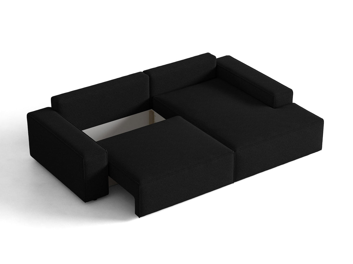 Jodie Ecksofa rechts mit Schlaffunktion und Stauraumbox 3 Sitzer in Black-Megan präsentiert im Onlineshop von KAQTU Design AG. Bettsofa rechts ist von Micadoni