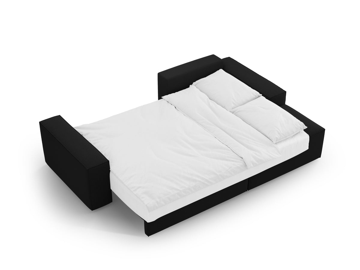 Jodie Ecksofa rechts mit Schlaffunktion und Stauraumbox 3 Sitzer in Black-Megan präsentiert im Onlineshop von KAQTU Design AG. Bettsofa rechts ist von Micadoni