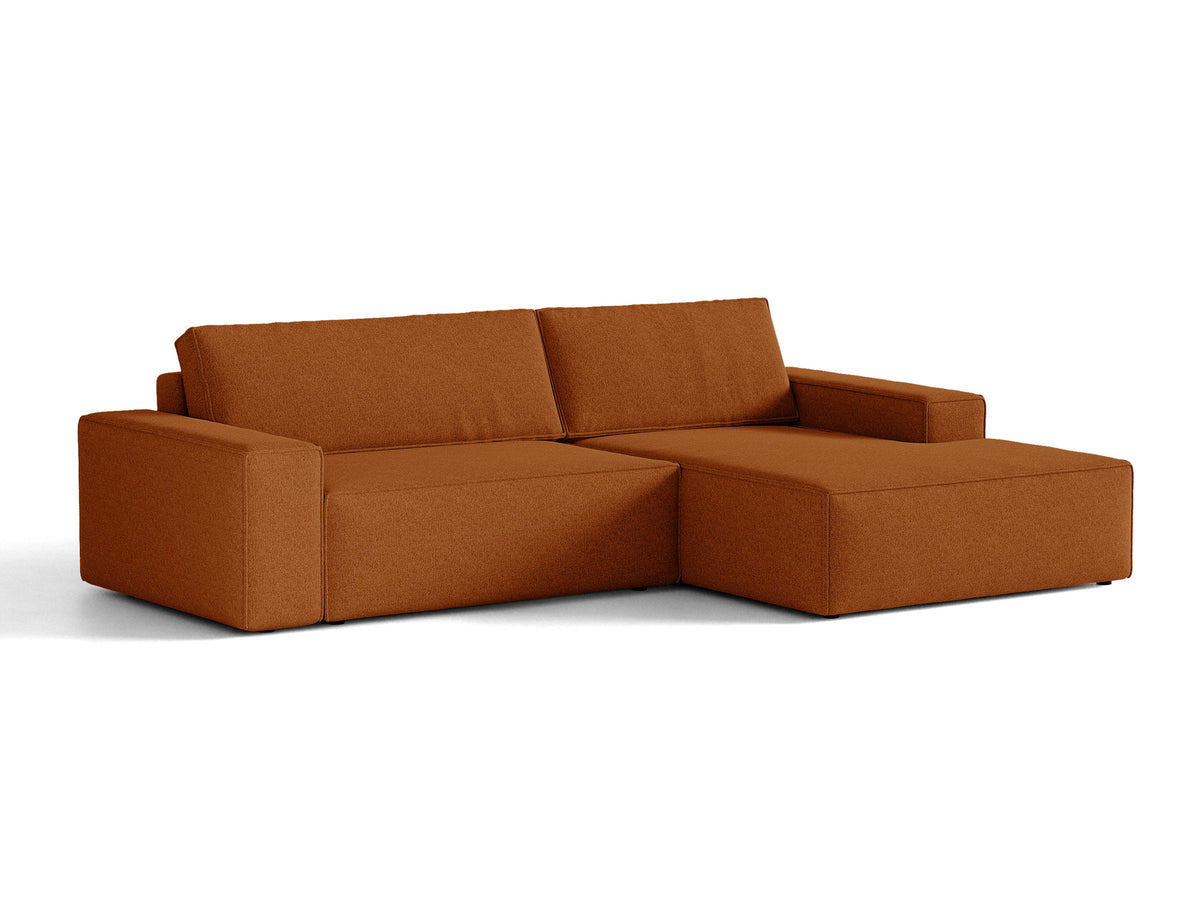Jodie Ecksofa rechts mit Schlaffunktion und Stauraumbox 3 Sitzer in Terracotta-Megan präsentiert im Onlineshop von KAQTU Design AG. Bettsofa rechts ist von Micadoni