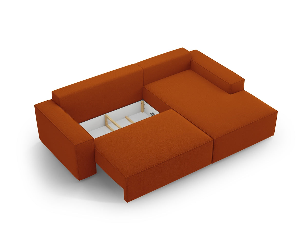 Jodie Ecksofa rechts mit Schlaffunktion und Stauraumbox 3 Sitzer in Terracotta-Megan präsentiert im Onlineshop von KAQTU Design AG. Bettsofa rechts ist von Micadoni