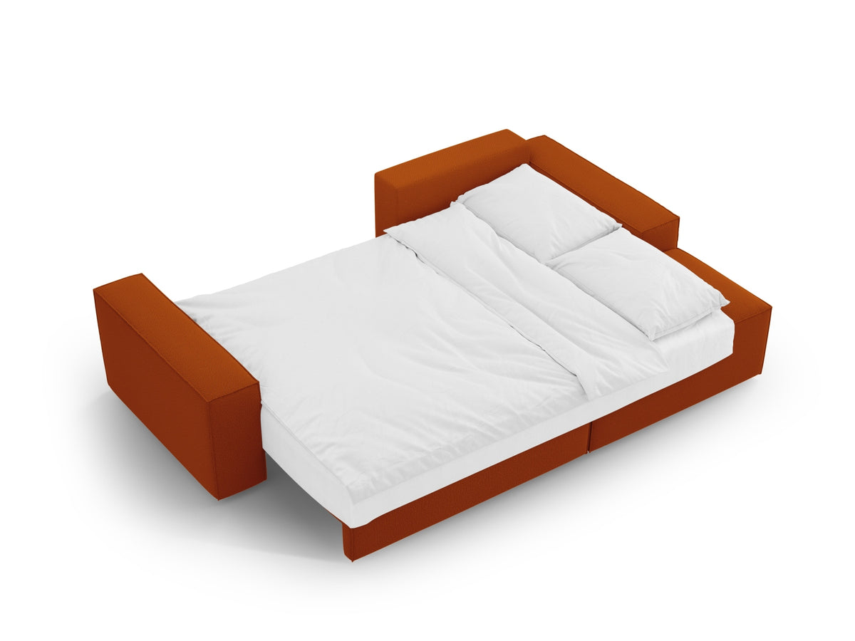 Jodie Ecksofa rechts mit Schlaffunktion und Stauraumbox 3 Sitzer in Terracotta-Megan präsentiert im Onlineshop von KAQTU Design AG. Bettsofa rechts ist von Micadoni