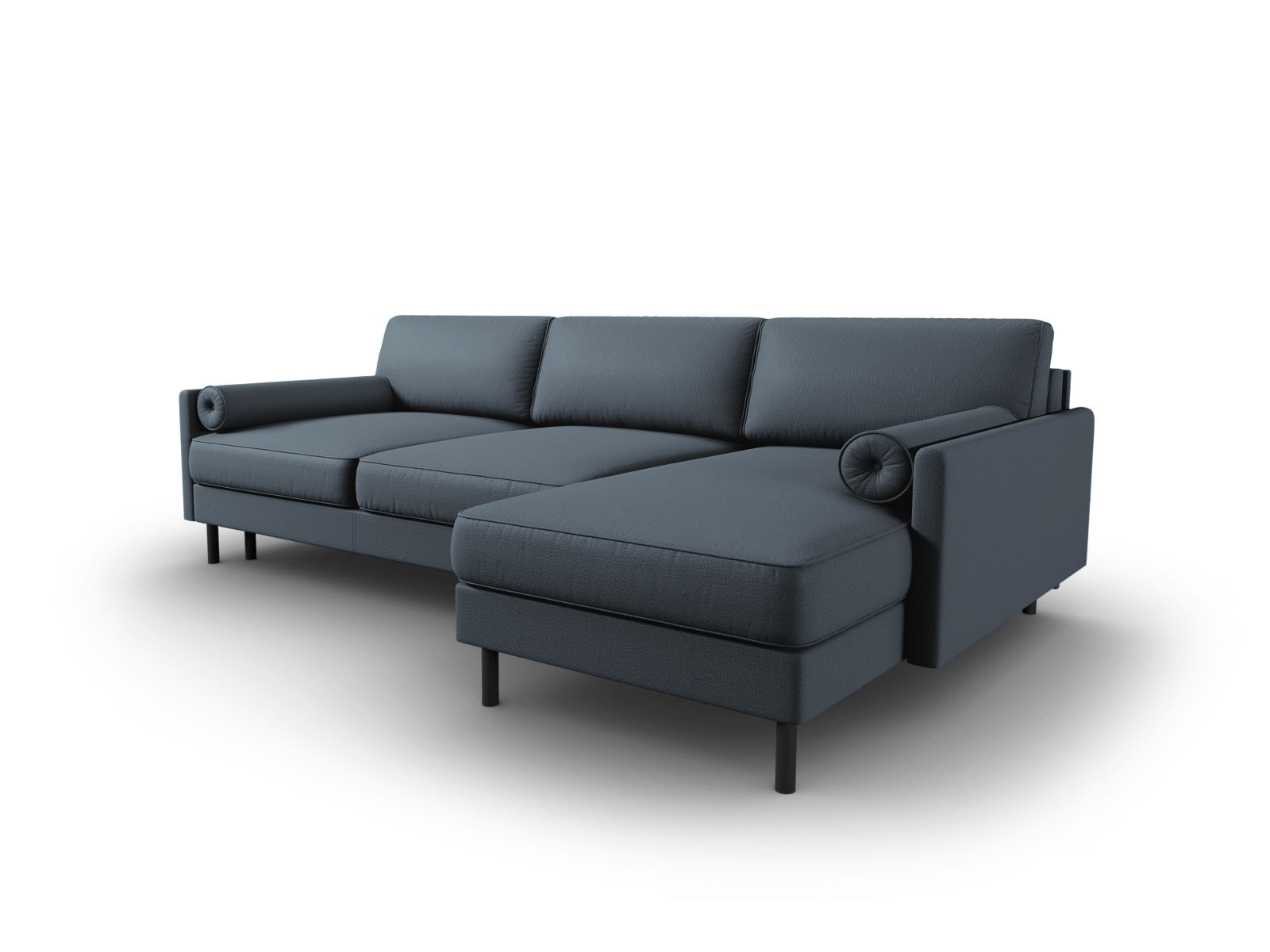 Modernes Scott Ecksofa in stilvollem Blau, 5-Sitzer mit cleverer Schlaffunktion und integriertem Stauraum für vielseitige Nutzung.