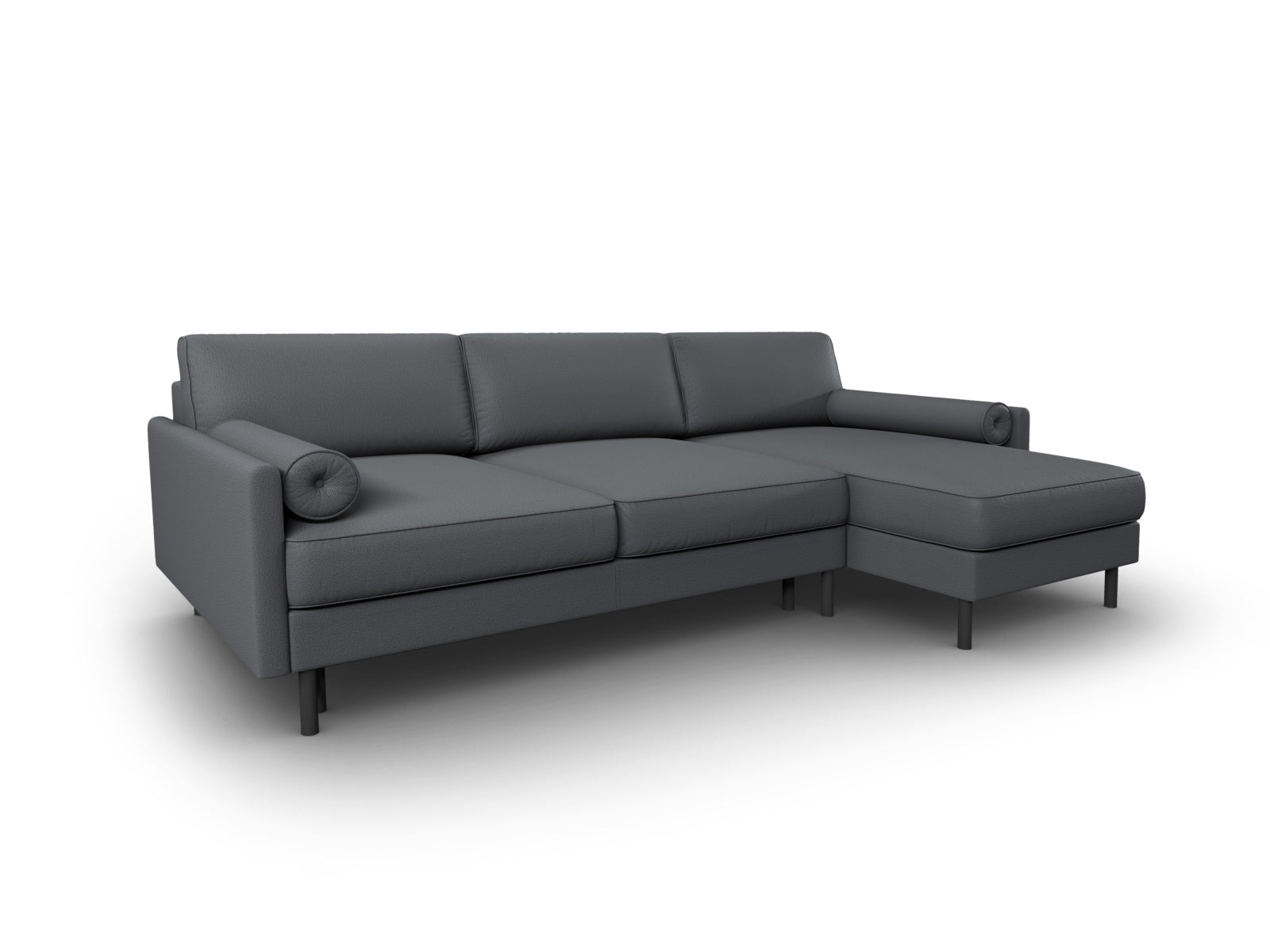 Elegantes Scott Ecksofa in Dunkelgrau, 5-Sitzer mit praktischer Schlaffunktion und Stauraum, perfekt für stilvolle und funktionale Wohnräume.