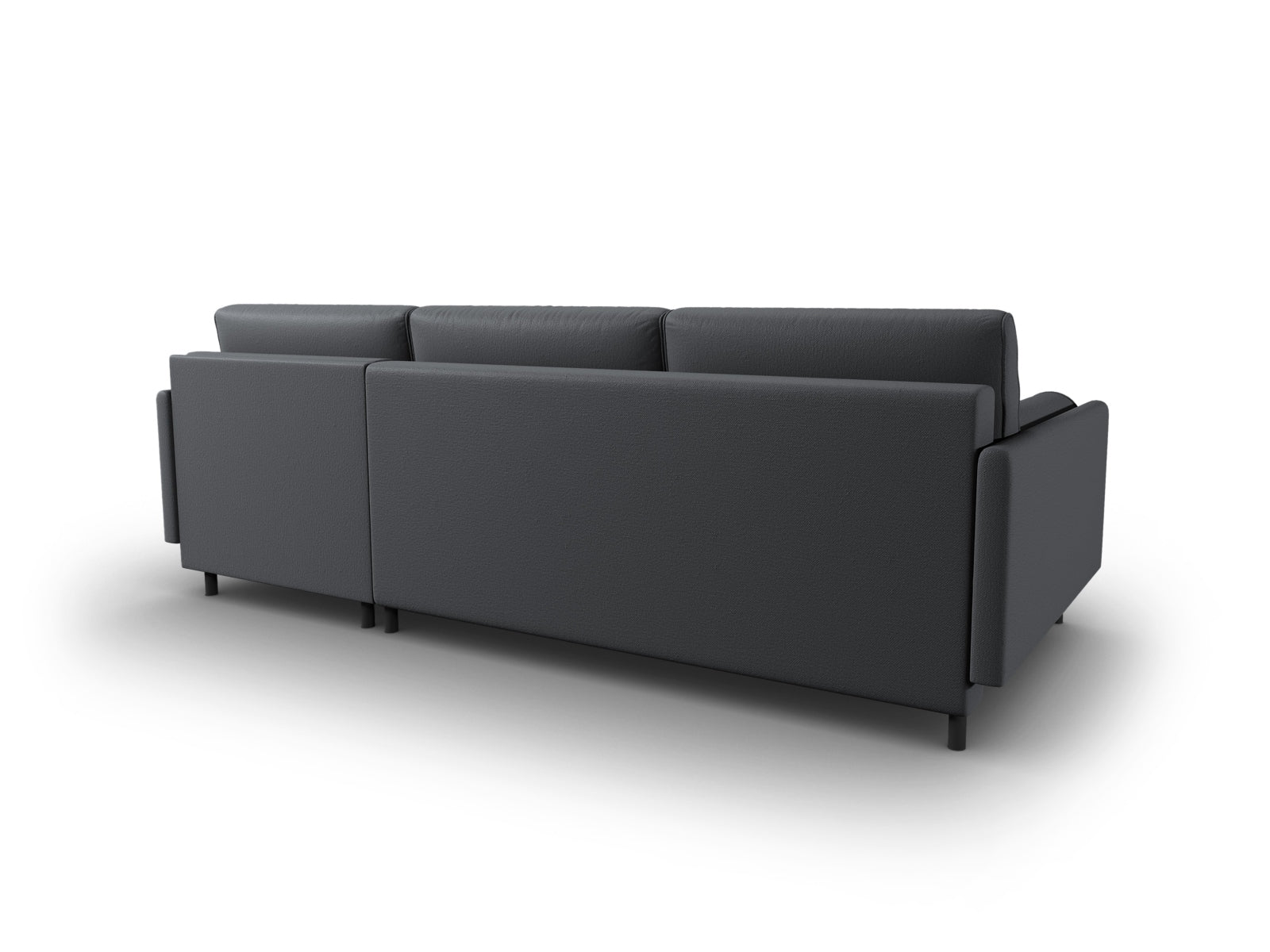 Stylisches Scott Ecksofa in dunklem Grau, 5-Sitzer mit praktischer Schlaffunktion und Stauraum für optimale Raumnutzung.
