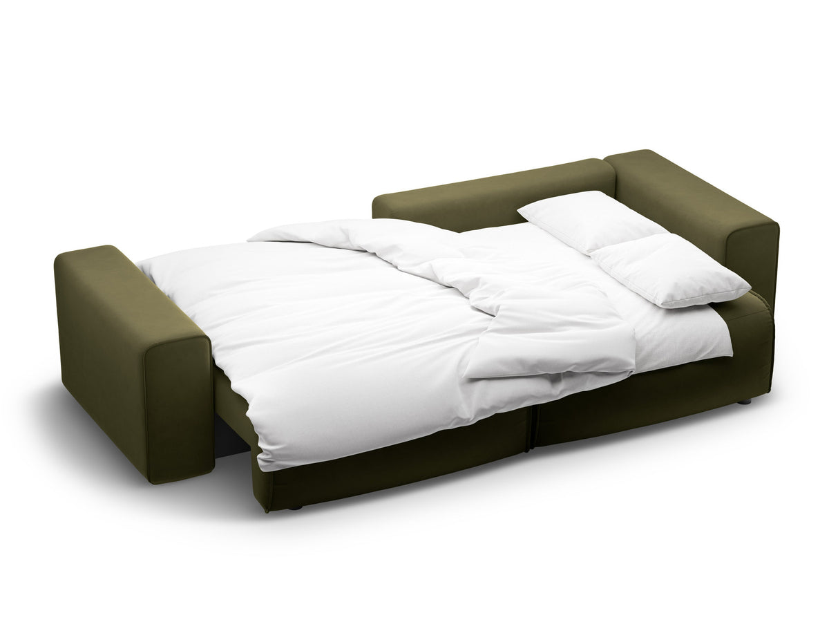3-Sitzer Ecksofa Victor rechts mit Schlaffunktion und Stauraum in Moss Green Melange-Paris präsentiert im Onlineshop von KAQTU Design AG. Bettsofa rechts ist von Micadoni