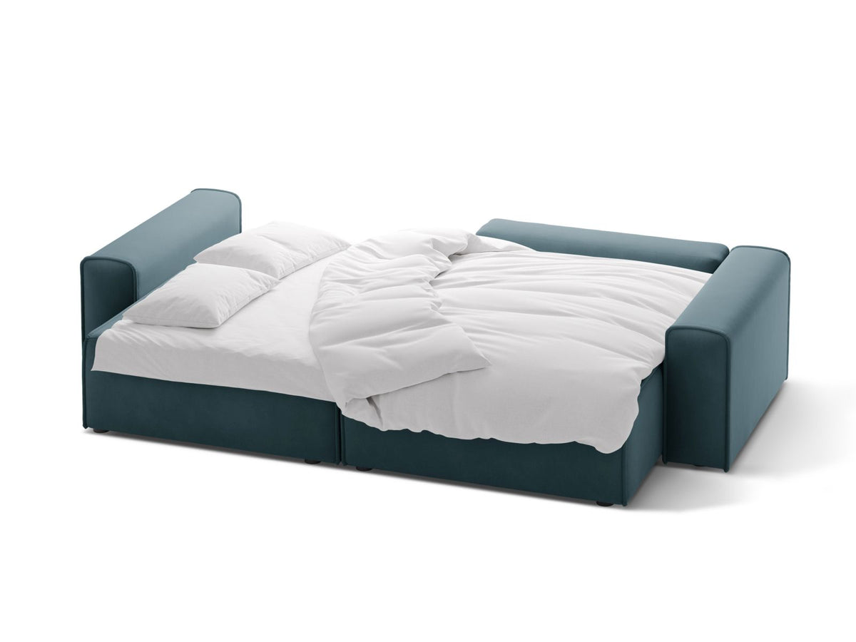 3-Sitzer Ecksofa Victor rechts mit Schlaffunktion und Stauraum in Blue-Paris präsentiert im Onlineshop von KAQTU Design AG. Bettsofa rechts ist von Micadoni