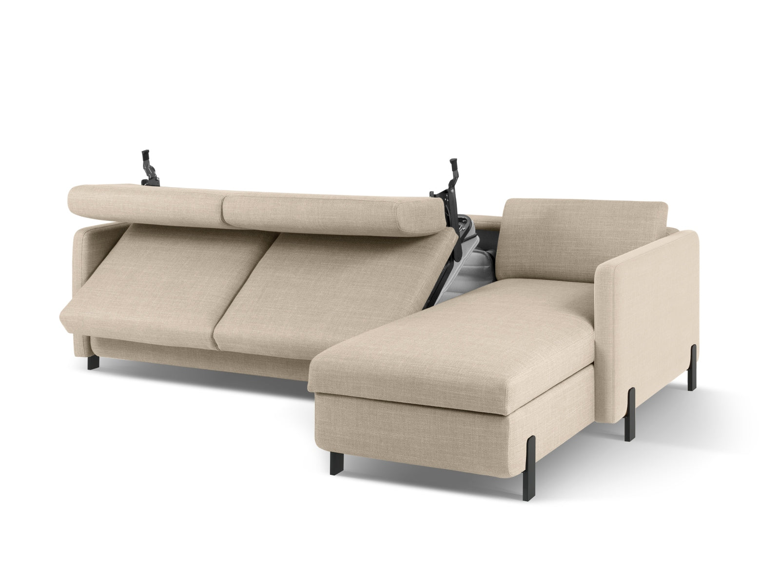Beige Ecksofa Gloria von Micadoni, rechtsseitig, 4-Sitzer mit praktischer Schlaffunktion und Stauraum für zusätzlichen Komfort und Flexibilität.