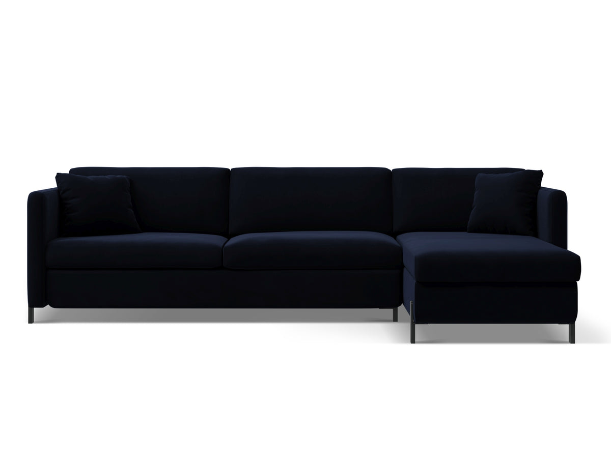 Gloria Velour Ecksofa rechts mit Schlaffunktion und Stauraum 4 Sitzer in Royal Blue-Salvador präsentiert im Onlineshop von KAQTU Design AG. Bettsofa rechts ist von Micadoni