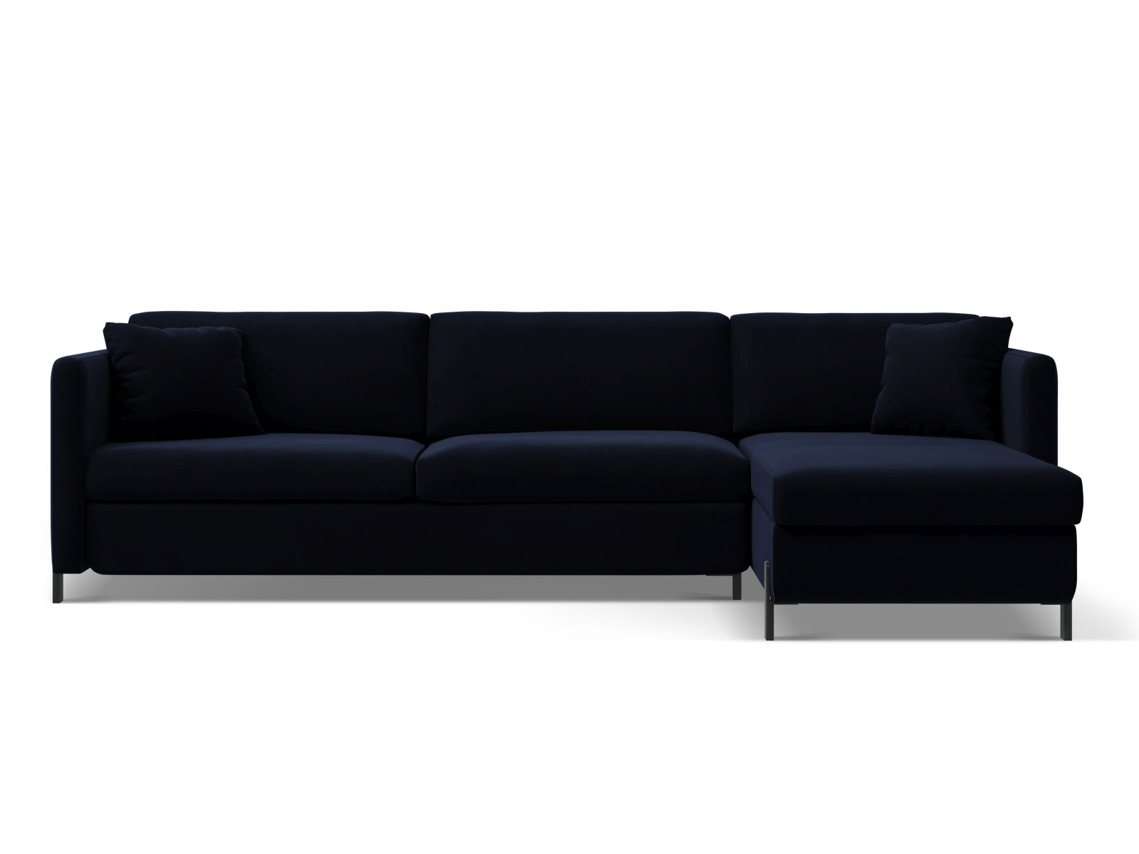 Gloria Velour Ecksofa rechts mit Schlaffunktion und Stauraum 4 Sitzer in Royal Blue-Salvador präsentiert im Onlineshop von KAQTU Design AG. Bettsofa rechts ist von Micadoni