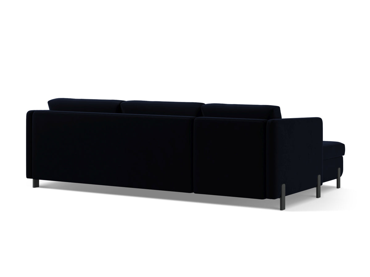 Gloria Velour Ecksofa rechts mit Schlaffunktion und Stauraum 4 Sitzer in Royal Blue-Salvador präsentiert im Onlineshop von KAQTU Design AG. Bettsofa rechts ist von Micadoni