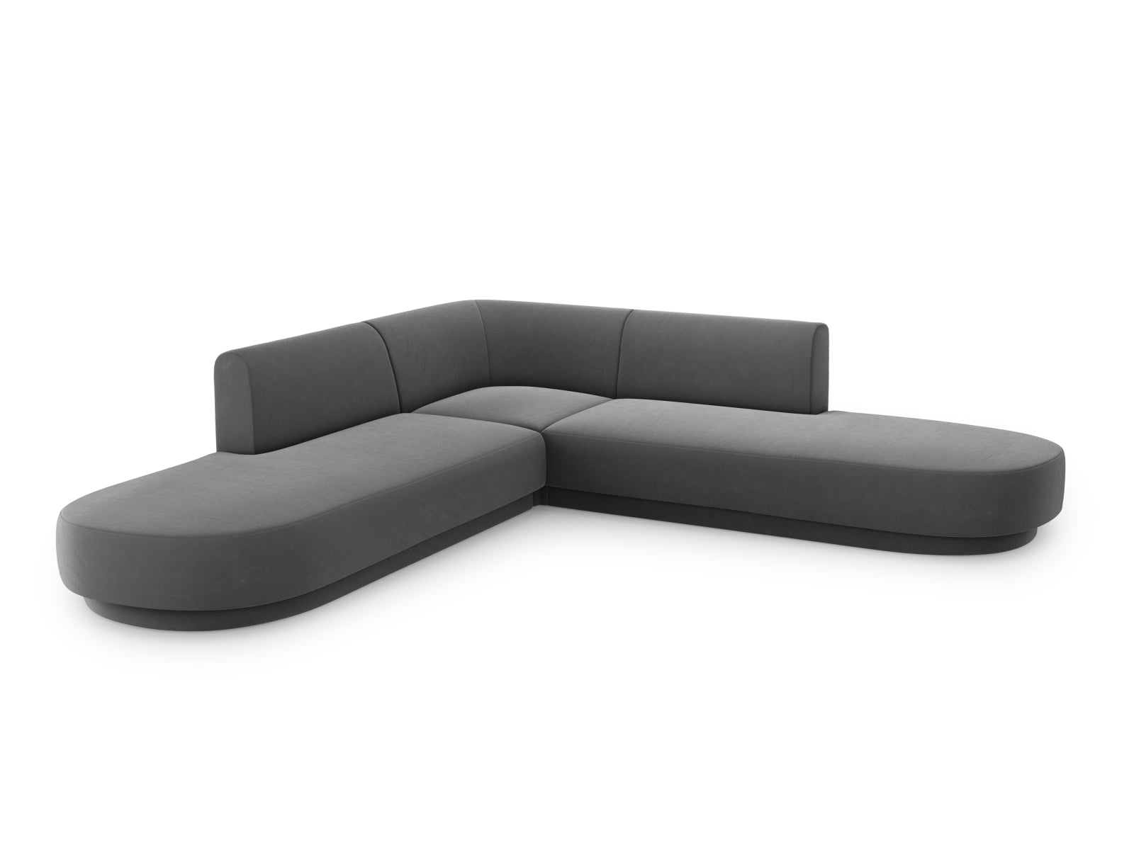 Entdecken Sie das stilvolle Miley Velour Ecksofa von Micadoni – ein 5-Sitzer in elegantem Grau, ideal für Ihr modernes Wohnzimmer.