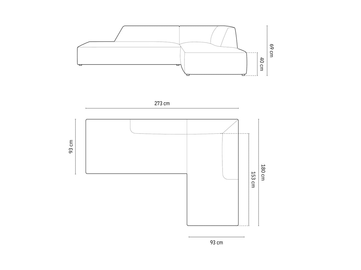 Ruby Modulares Ecksofa Open end rechts 4 Sitzer in Dark Grey-Scala präsentiert im Onlineshop von KAQTU Design AG. L-Sofa rechts ist von Micadoni
