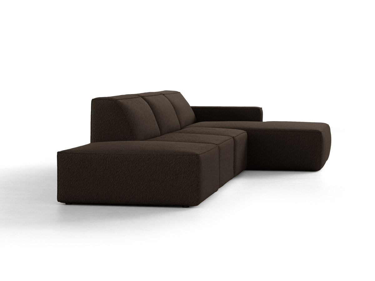 Modulares Ecksofa Jodie von Micadoni mit Stoffbezug, Holzrahmen und niedrigen schwarzen Beinen
