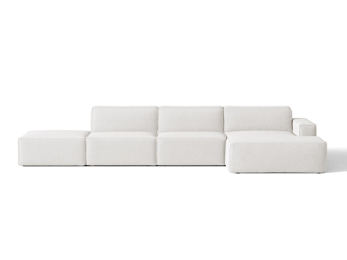 Modulares Ecksofa Jodie von Micadoni mit Stoffbezug, Holzrahmen und niedrigen schwarzen Beinen