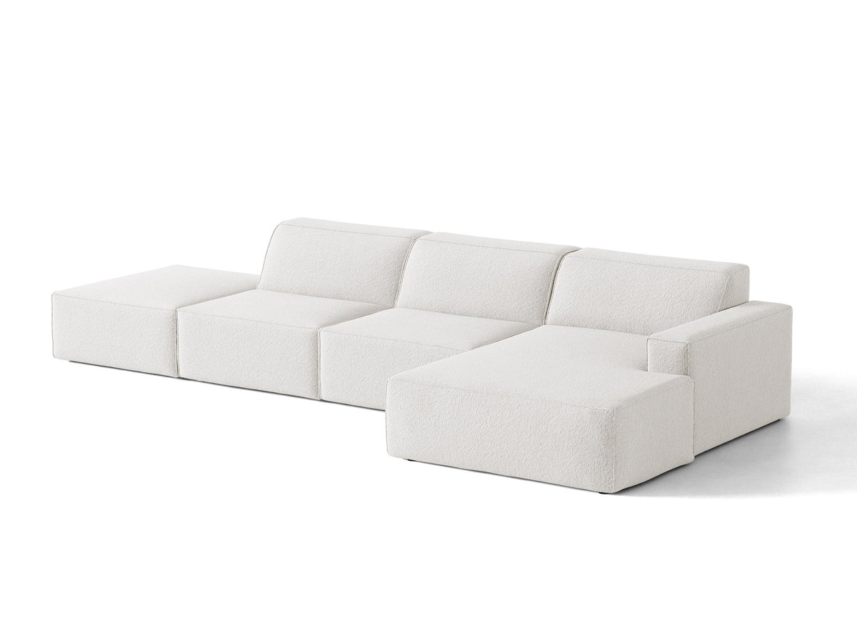 Modulares Ecksofa Jodie von Micadoni mit Stoffbezug, Holzrahmen und niedrigen schwarzen Beinen