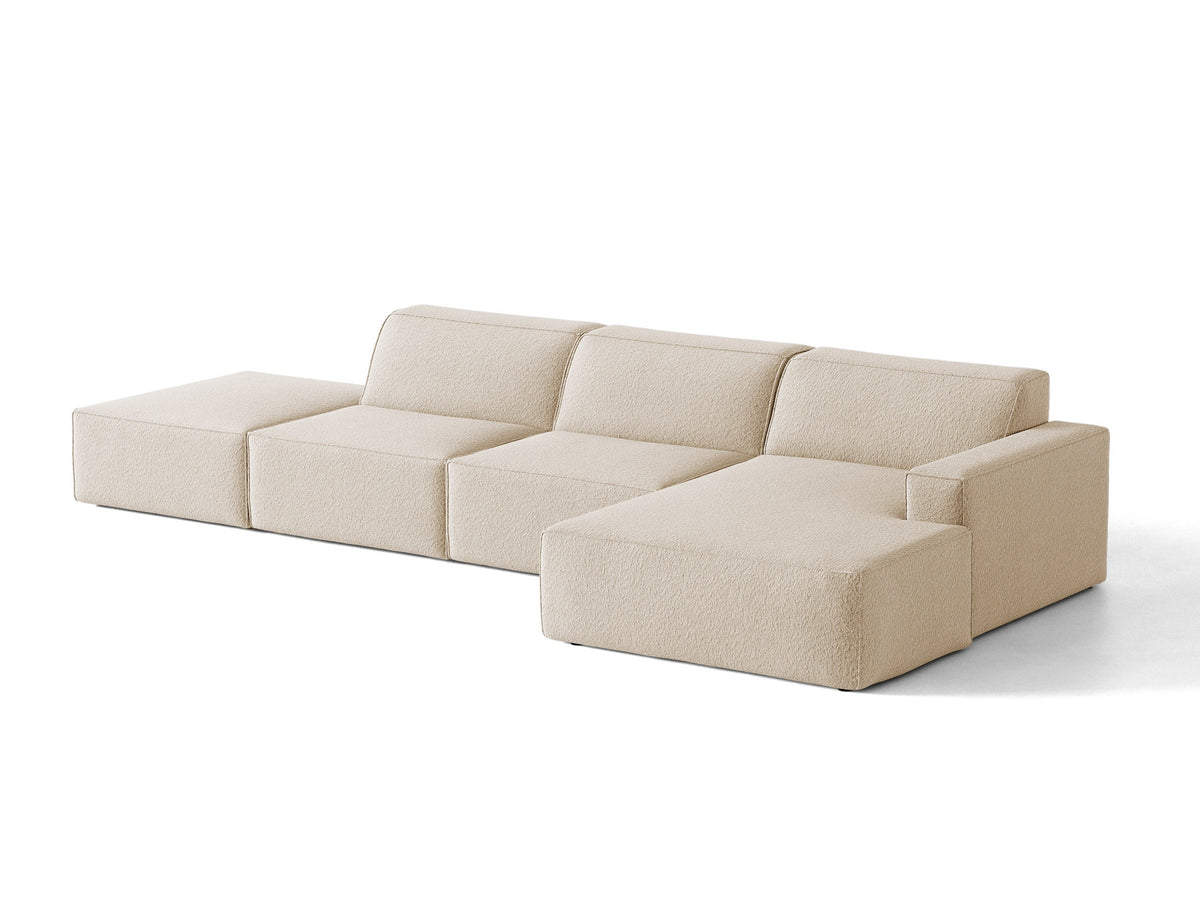 Modulares Ecksofa Jodie von Micadoni mit Stoffbezug, Holzrahmen und niedrigen schwarzen Beinen