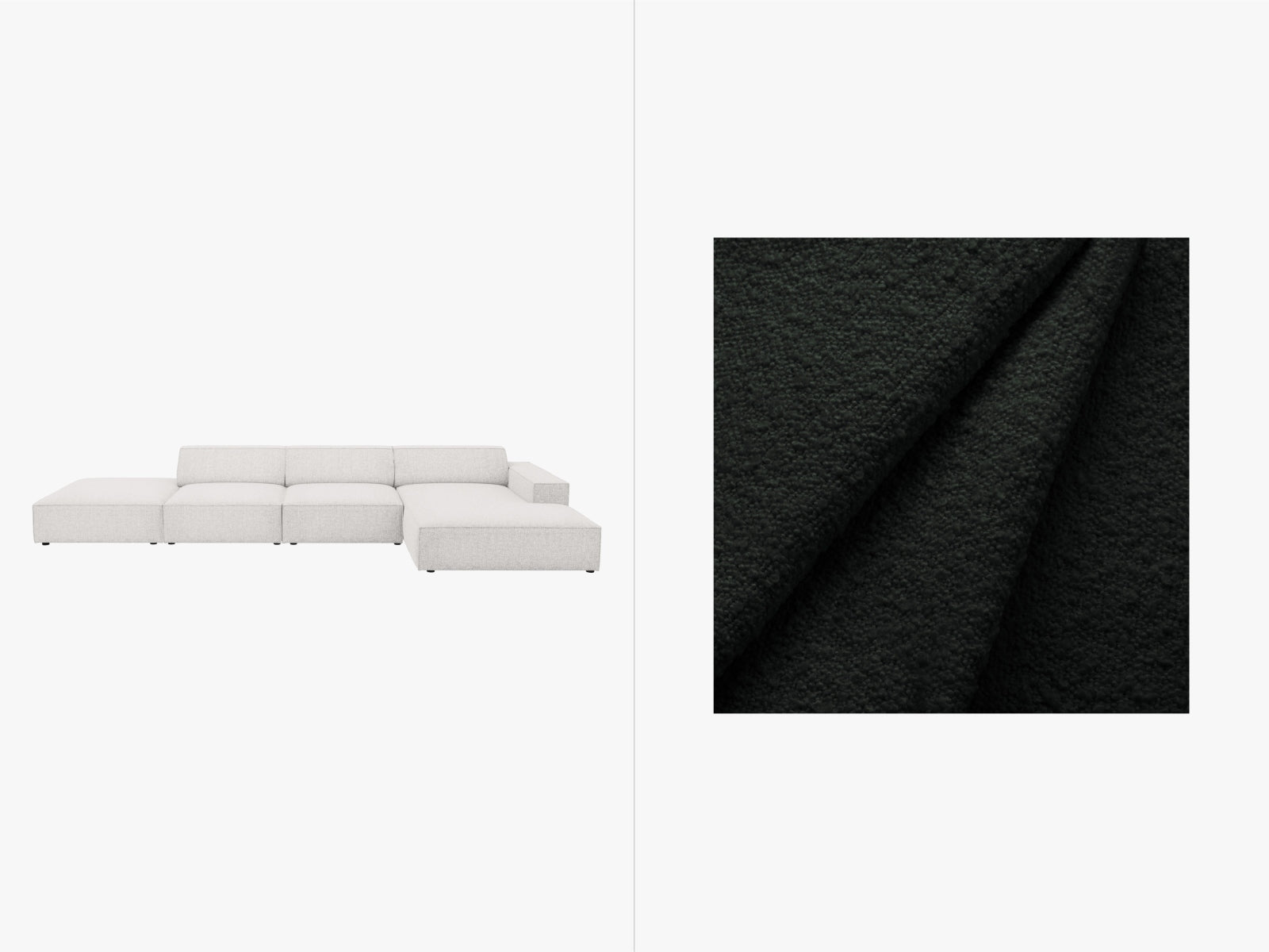 Rechtsseitiges 5-Sitzer Ecksofa Jodie Boucle von Micadoni, modernes und elegantes Design, ideal für stilvolle Wohnräume.