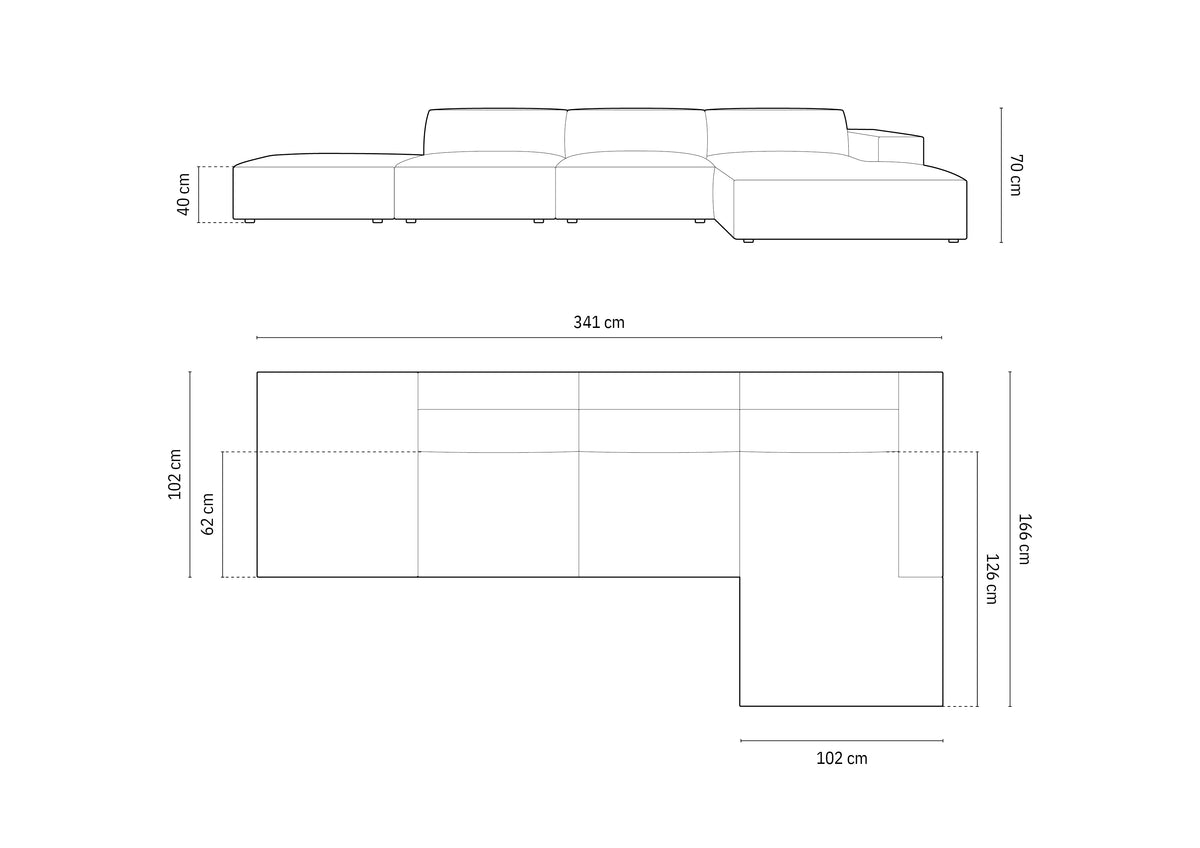 Jodie Boucle modulares Ecksofa rechts 5 Sitzer in Black-Baloo präsentiert im Onlineshop von KAQTU Design AG. L-Sofa rechts ist von Micadoni