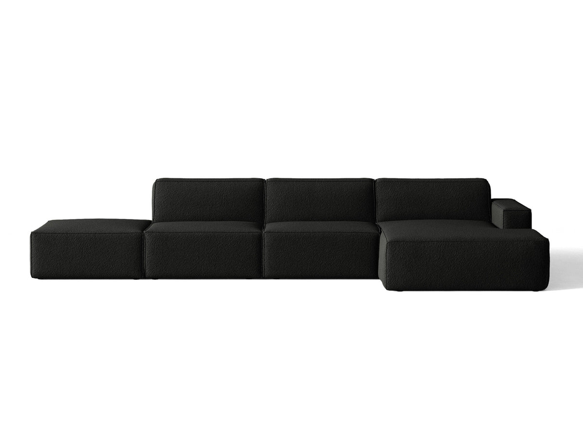 Modulares Ecksofa Jodie von Micadoni mit Stoffbezug, Holzrahmen und niedrigen schwarzen Beinen
