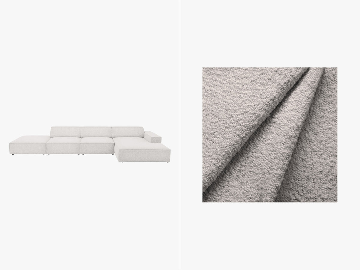 Jodie Boucle modulares Ecksofa rechts 5 Sitzer in Light Grey-Baloo präsentiert im Onlineshop von KAQTU Design AG. L-Sofa rechts ist von Micadoni