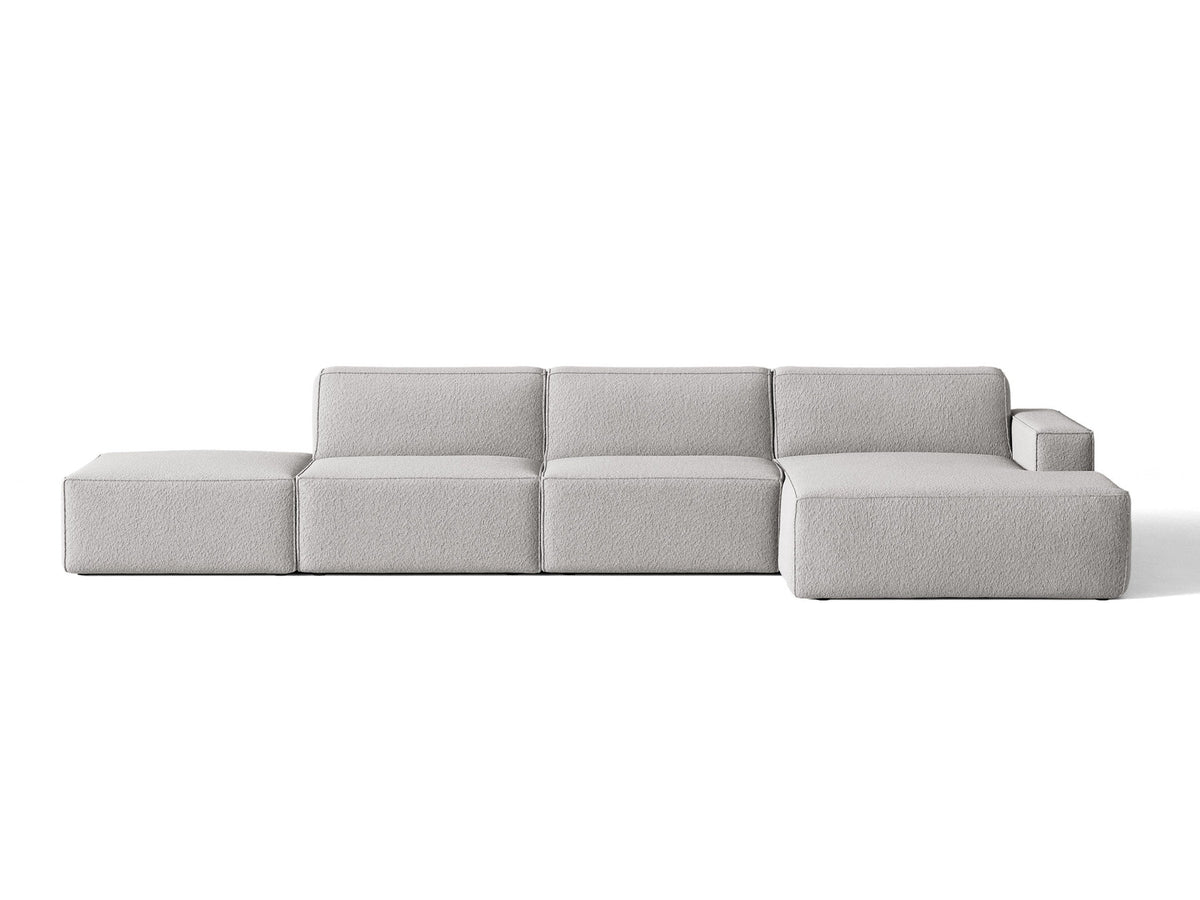 Modulares Ecksofa Jodie von Micadoni mit Stoffbezug, Holzrahmen und niedrigen schwarzen Beinen