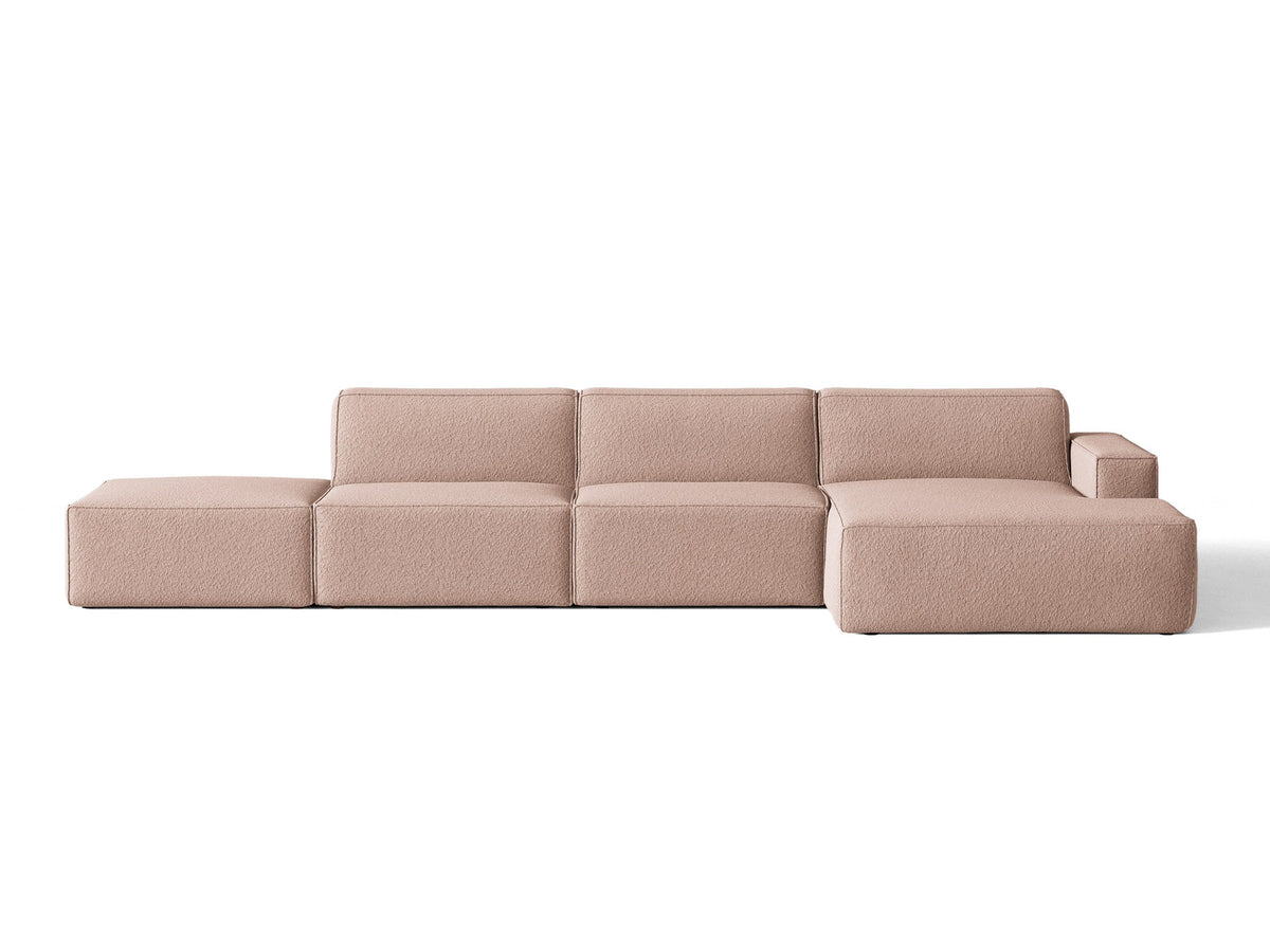 Modulares Ecksofa Jodie von Micadoni mit Stoffbezug, Holzrahmen und niedrigen schwarzen Beinen