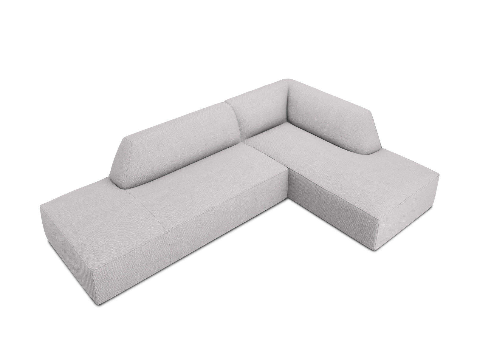 Stylisches Ruby Ecksofa mit offener rechter Seite, 4-Sitzer, perfekt für moderne Wohnkonzepte und gemütliche Entspannung.