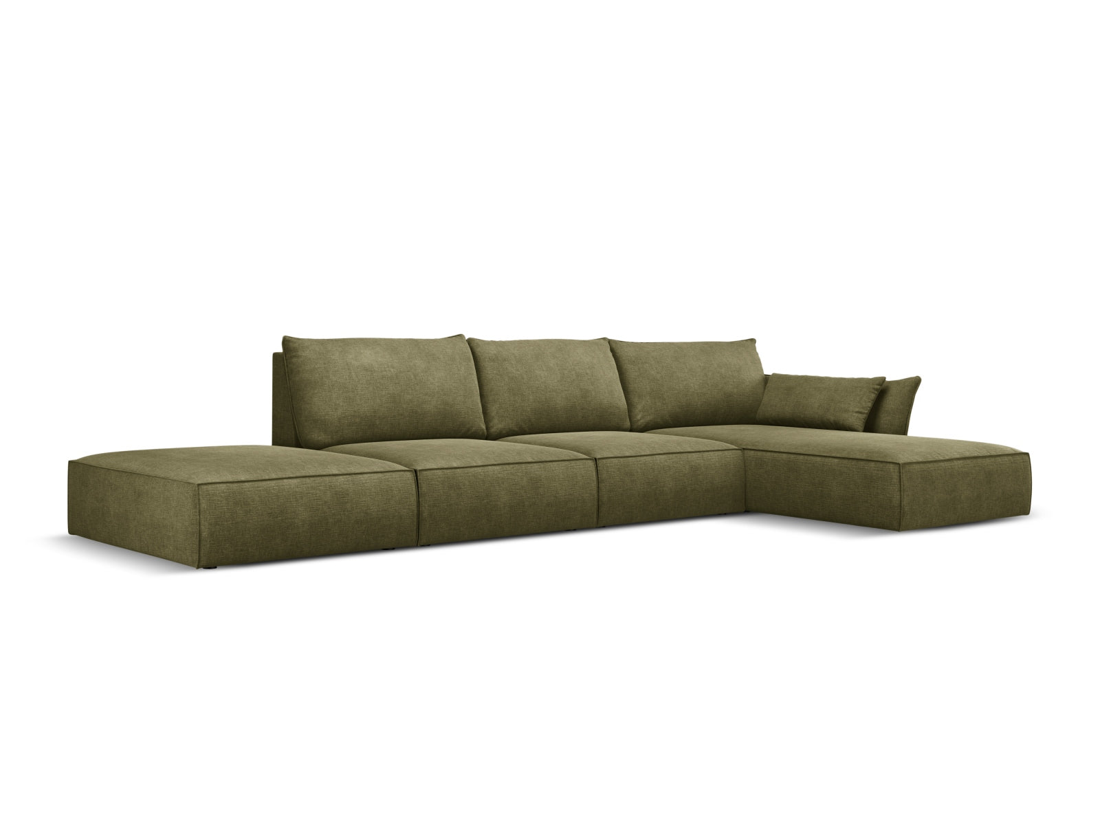 Stylisches Kaelle Ecksofa in Grün, 5-Sitzer mit Bettfunktion, ideal für moderne Wohnräume, präsentiert von Micadoni.